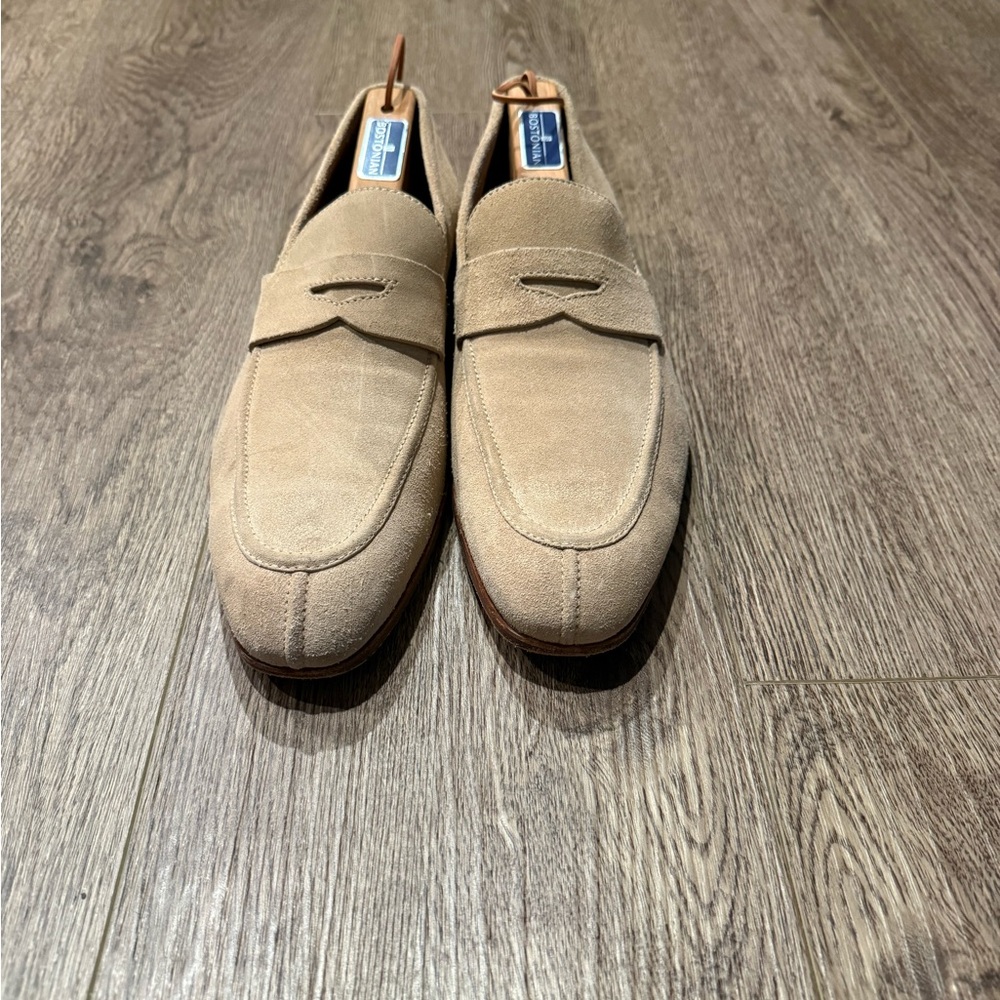 Ermenegildo Zegna Beige Suede Penny Loafers